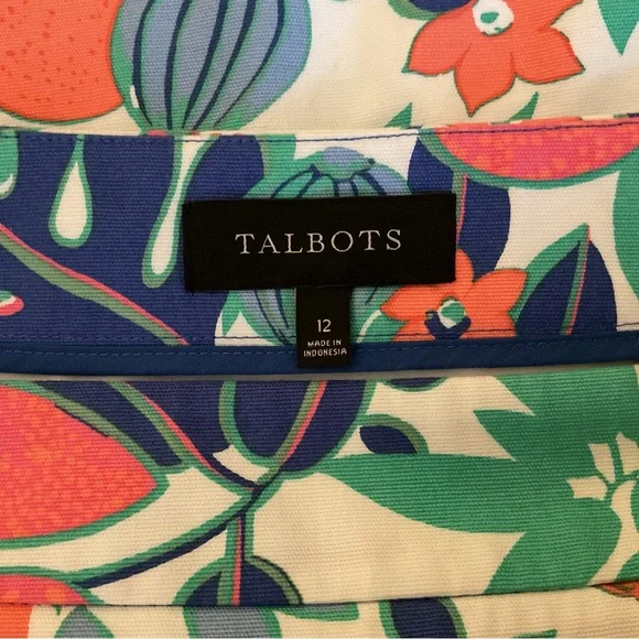 Talbots Women’s Multicolored Flowers/Fruit Design Side Zip Lined Skirt. Size 12 - Picture 3 of 4